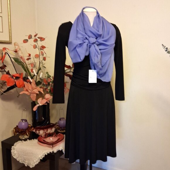 Vintage Women's NEW Stills 100% Silk Long Classic Luxury Light Purple Scarf - Picture 6 of 8